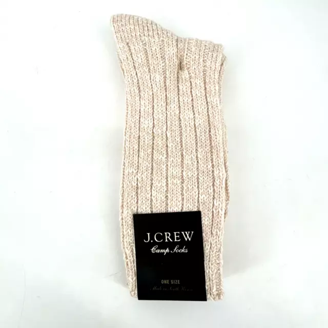 J Crew Womens Camp Socks Marled Pink Cotton Blend One Size Warm Hiking NWT