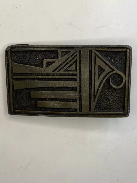 Abstract Angular Belt Buckle CDC Metalworks (1975) U.S.A. Made in Colorado Vtg