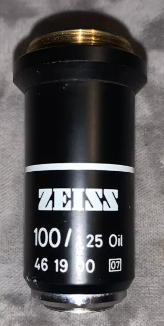 Carl Zeiss Microscope Lens Objective 100x 100/1.25 1,25 Oil 46 19 00 White 🔬