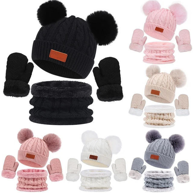 Bambini Maglia Cappello Carino Sciarpa Guanti Ragazze Invernale Termico
