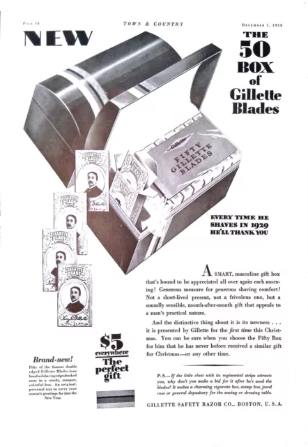 Vintage Magazine Ad Ephemera - Gillette Safety Razor 1928