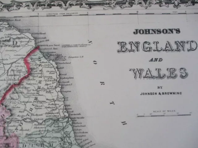 Vintage Map,ENGLAND+WALES,Johnson+Browning,c1880 2