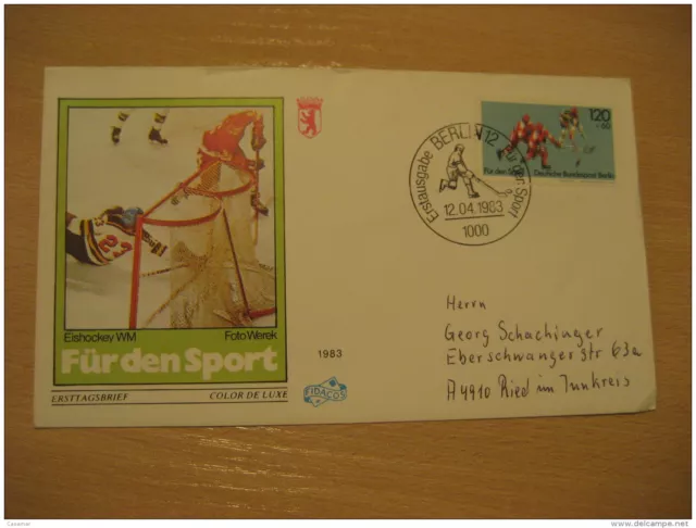 BERLIN Eishockey WM Ice Hockey Sur Glace 1983 FDC Cancel Cover GERMANY