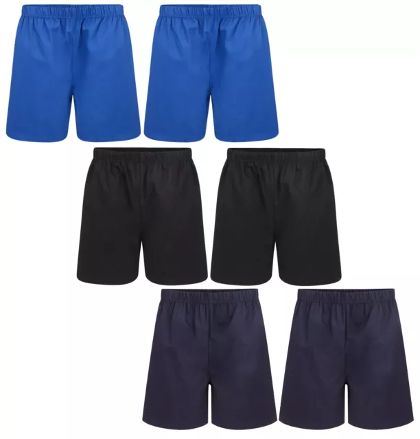 Boys 2 Pack Pe Shorts 5-16 Years Cotton Rugby School Football Gym Brand New