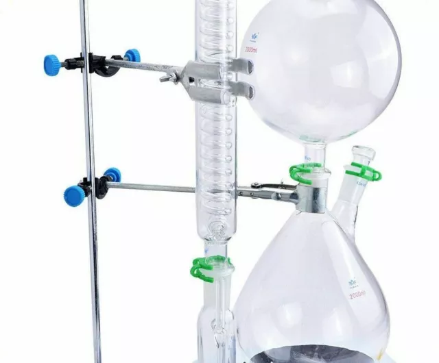 2000ml Lab Essential Oil Steam Distillation Apparatus w/Graham Condenser O UK 3