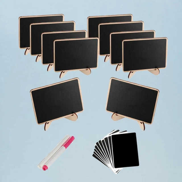 Lot De 2 Petits Tableaux Noirs Avec Support Bois - 20x30 Cm, Craie Et Stylos Inclus - Parfait Pour Menus, Numéros De Table, Décoration