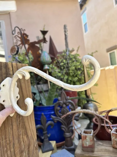 Vintage 9.5” Double Wall Hook Coat Rack Hat Hanger Cast Iron Antique Style