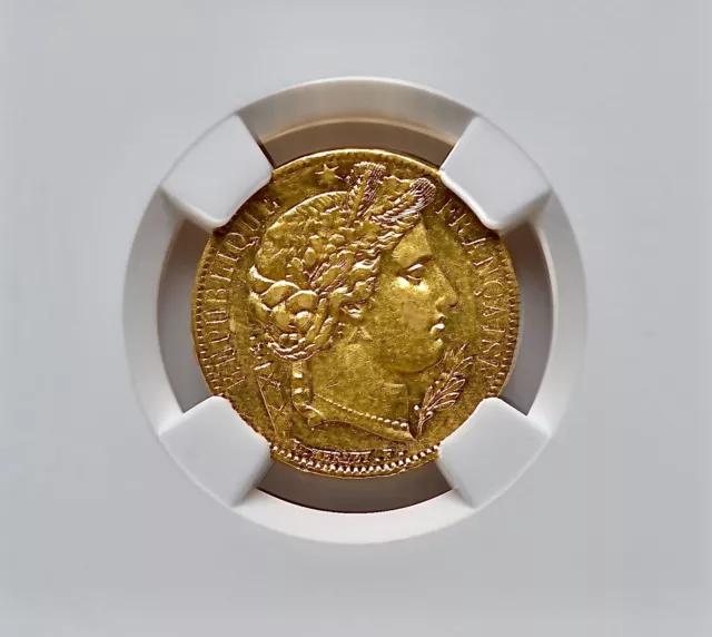 1849-A France Republic Gold Ceres 20 Francs Paris Mint 21mm 6.45g Gold NGC AU53