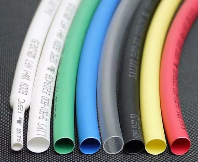 0.6mm-11mm 2:1 Heatshrink Heat Shrink Shrinkable Tube Wire Sleeving Wrap 7-Color