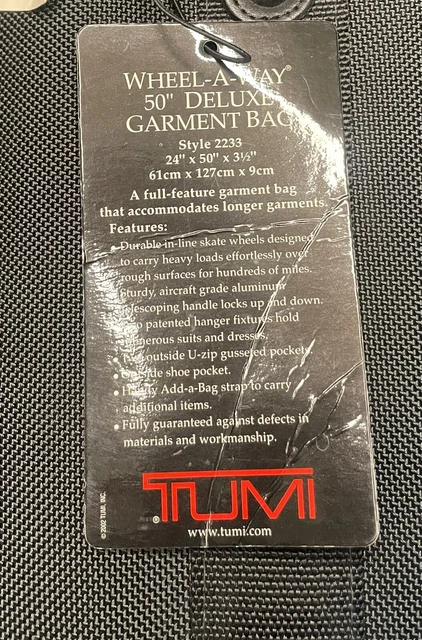 NWT TUMI Black Alpha Wheeled Garment Bag 2233D3 Extended Trip Rolling Wardrobe 18