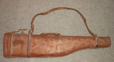 Ancien Étui à Fusil De Chasse En Cuir - Jambon - Jus De Grange - Vintage