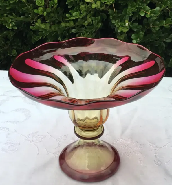 Signed Libbey Amberina Footed Compote Circa 1900 BEAUTIFUL 5 3/4“ Stunning Rare
