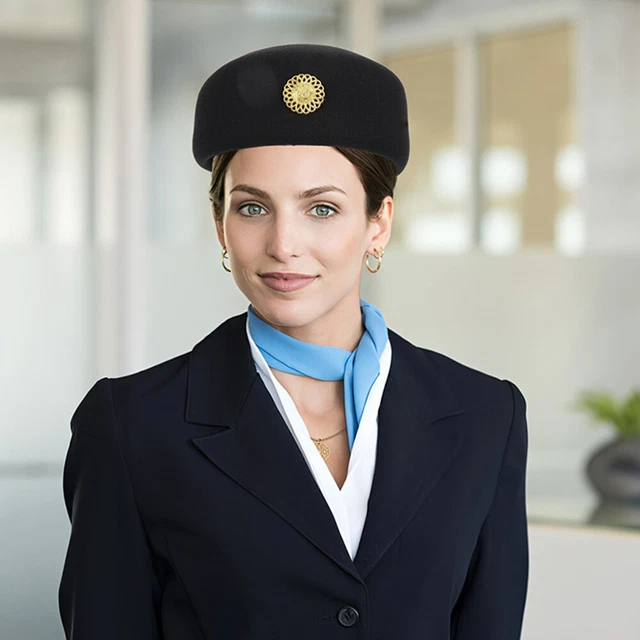 2 Pcs Stewardess Cap Hat Stewardess Hat Airplane Decor Cosplay Costume Uniform 3