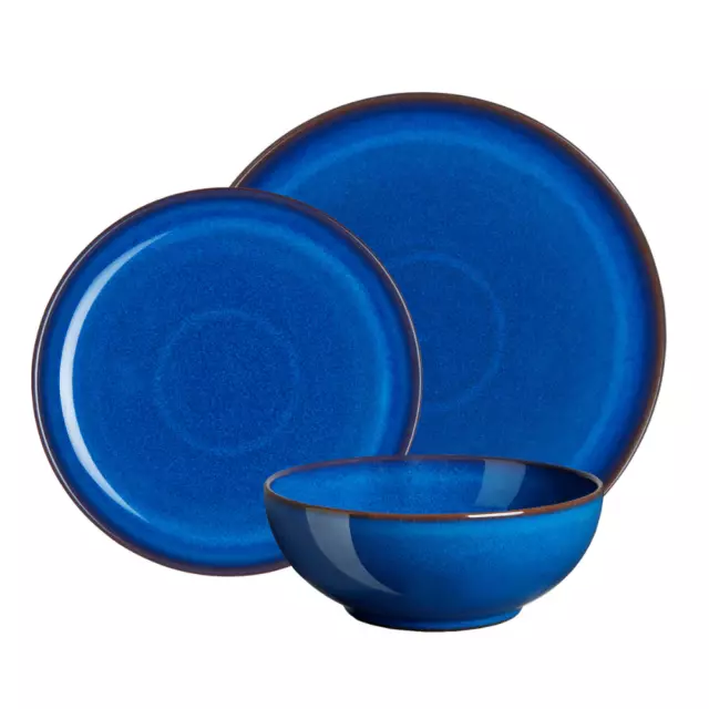 Denby Imperial Blue Coupe 12 Piece Dinner Tableware Set 10 Year Guarantee