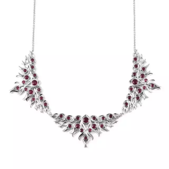 TJC 10.23ct Ruby Collar Necklace for Women in 925 Sterling Silver