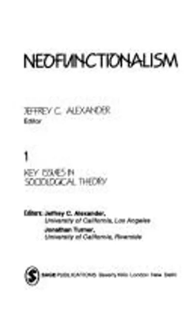 Neofunctionalism Livre de Poche Jeffrey C.Alexander