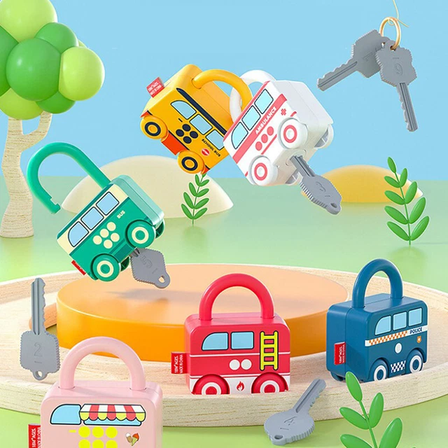 KIDS LEARNING LOCKS with Keys Educational Numbers Matching Counting Car