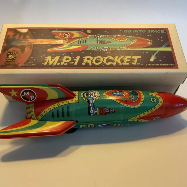 Vintage Tin Toy Rocket M.p.1 Japan 1998 Space Ship Box Friction Vehicle