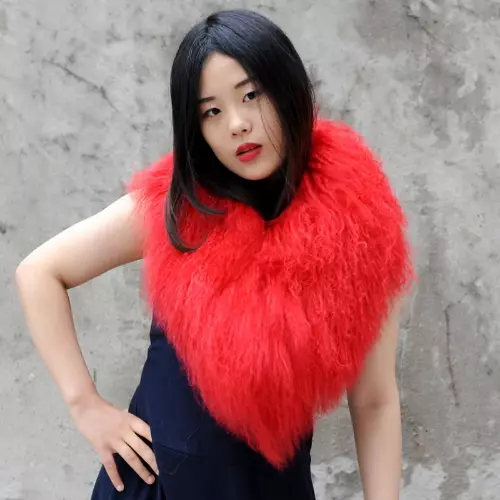 Real Fur Scarf Detachable Mongolian Lamb Fur Collar Scarf for Women Garments 3