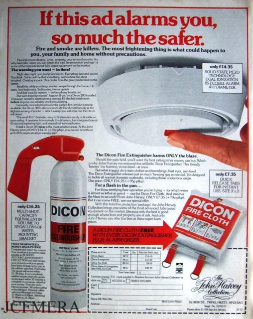 'DICON' Smoke Detectors, Fire Extinguishers & Fire Cloths Advert - 1981 Print AD