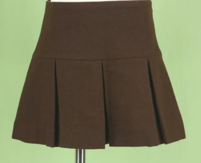 Papo d'Anjo (Oscar de la Renta) girls 100% WOOL pleated brown skirt EUC Size 5