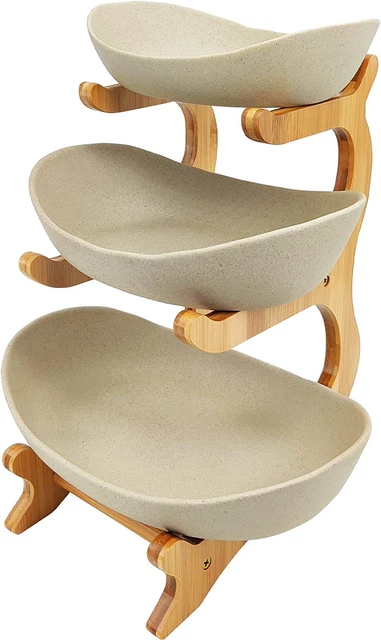 3 Tier Fruit Basket for Kitchen, Ceramic Fruit Bowl for Kitchen Counter, Large C