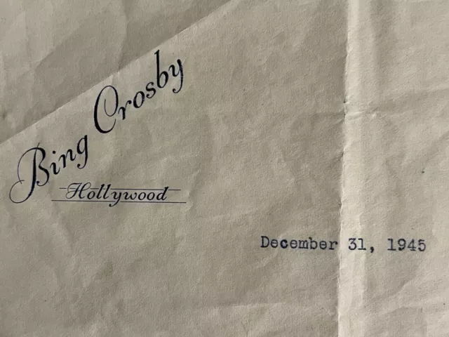 Bing Crosby vintage signed letter December 31st 1945 3