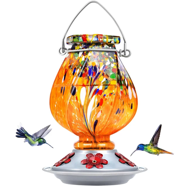 HUMMINGBIRD FEEDER 18058O Hand Blown Glass Hummingbird Feeders for