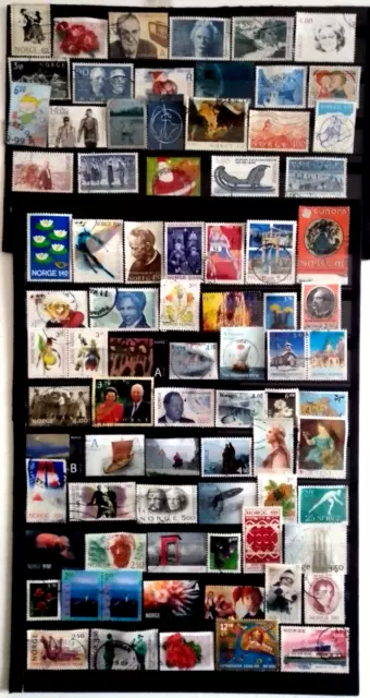 Kingdom Of Norway: Lot Of 80 Different Commemorative Stamps Used