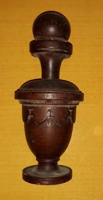Lg. Victorian Turned Walnut Wood Post Finial Antique Architectural Salvage Clock