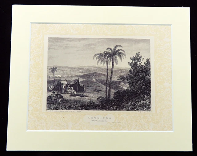 Ancien Ville De Laodicea sur La Lycus Paysage 1860 Antique Gravure Imprimé