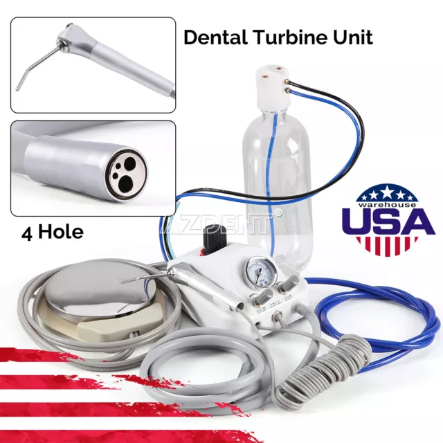 Portable Dental Turbine Unit+3 Way Syringe with Foot Pedal 2/4Holes Air Control 2