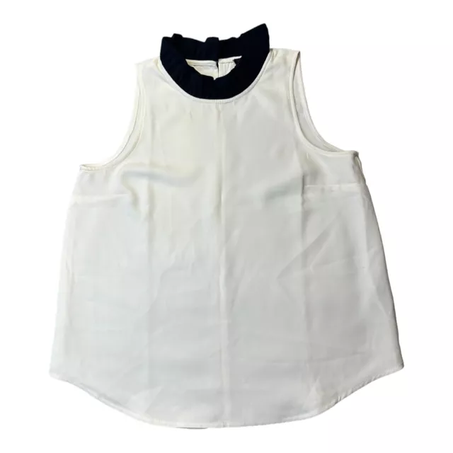 J. Crew White Chiffon Collared Sleeveless Blouse Top Women's Size Medium