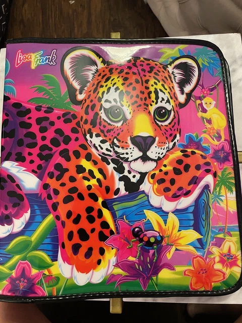 VTG LISA  FRANK 3 Ring Zipper Binder Leopard GREAT A+ CONDITION