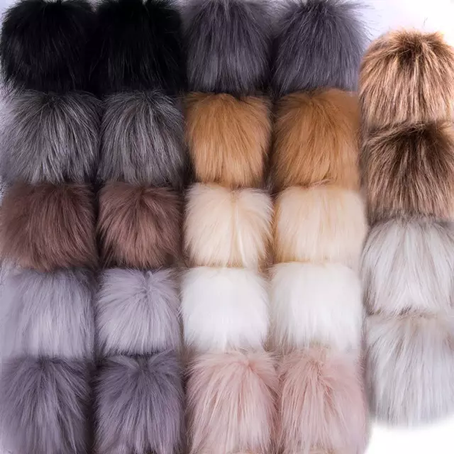 24 Pieces Faux Fur Pom Pom Balls DIY Faux Fox Fur Fluffy Pom Poms with Elastic L