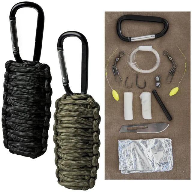 Mil-Tec Paracord Kit Sopravvivenza Small Paracadute Outdoor Paracadute Cord Klein