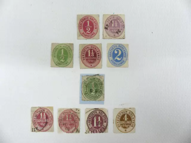 10 Briefmarken Altdeutschland Schleswig Holstein