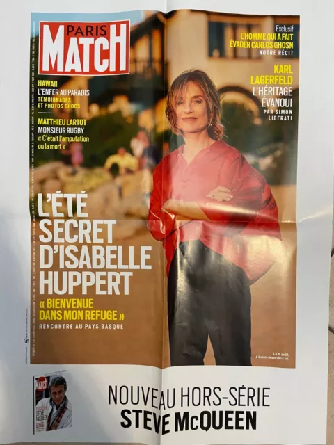 Isabelle Huppert  Poster Paris Match 3876 Affiche Presse Aout 2023 80 x 60