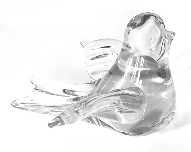 SONG BIRD Glass ITALY Clear MURANO Paperweight Hand Blown Mid-Century DOVE Wing