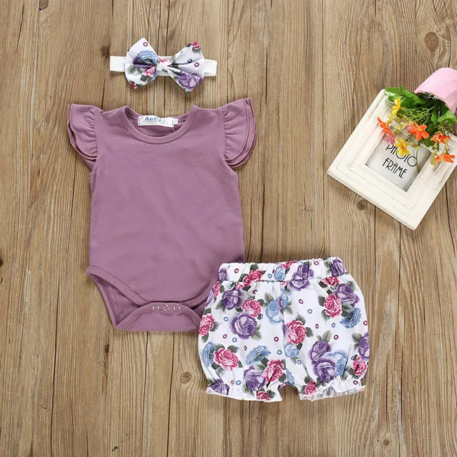 Newborn Kids Baby Girl Outfits Clothes Romper Bodysuit+Tutu Pants Dress Set