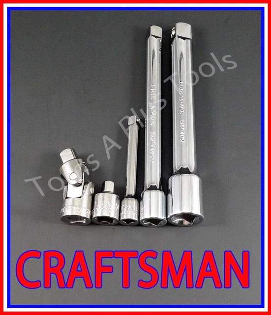 CRAFTSMAN 5pc 1/4 3/8 1/2 ratchet wrench socket extension universal adapter set
