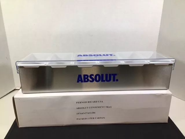 Absolut Vodka Bar Caddy Garnish Tray Removal Condiment Container Stainless NEW