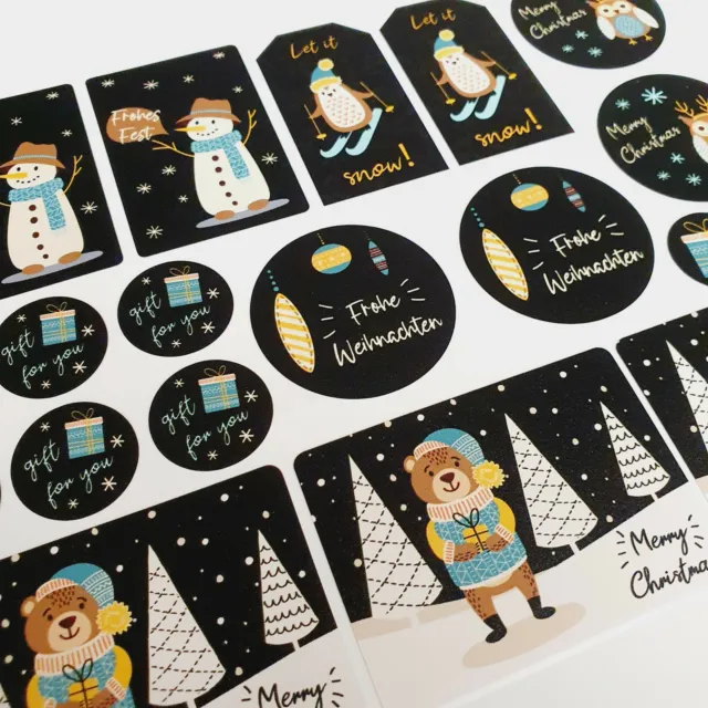 23 Geschenk-Aufkleber Frohe Weihnachten Sticker Etiketten Deko Merry Xmas Set4