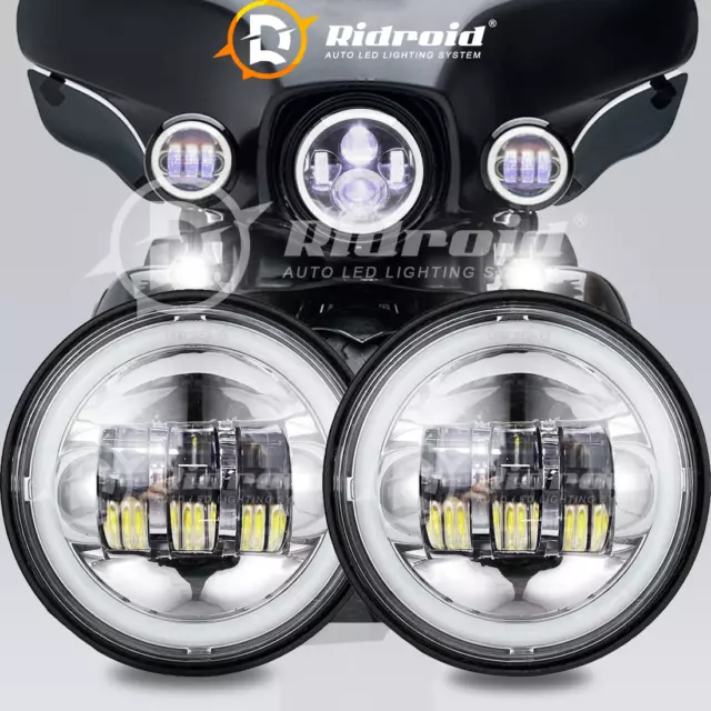 2x 4.5" Inch 60W LED Spot Fog Passing Lights Lamps For Harley Davidson Touring