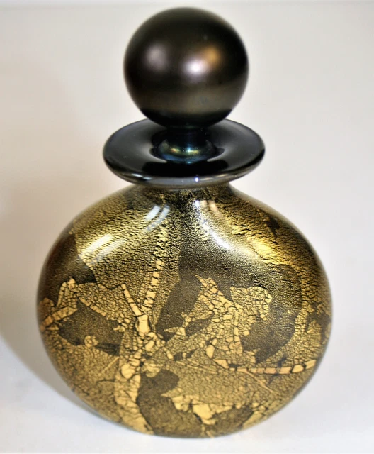 Vintage Art Glass By Michael Harris "Azurene" Perfume Scent Bottle with Stopper
