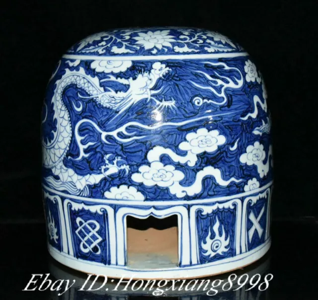 14.1 "Old Blue White Porzellan Dynasty Dragon Yurt Hocker Stuhl Statue