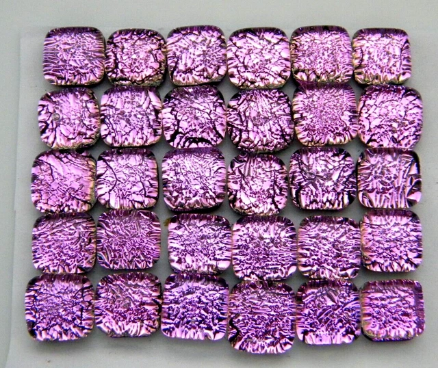 SPARKLE CRINKLE 30 pcs SQUARE DICHROIC earring bracelet FUSED GLASS (J4) CABS