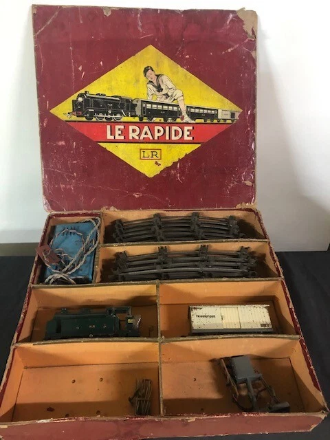 Coffret Train Mécanique LR Le Rapide – Wagons SNCF, Rails, Agrafes, Clé – Époque 2