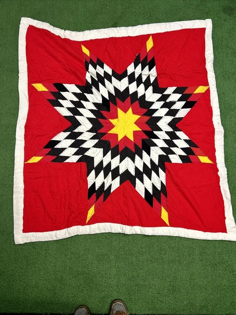 vintage quilt handmade Lone Star quilt 56" x 55”