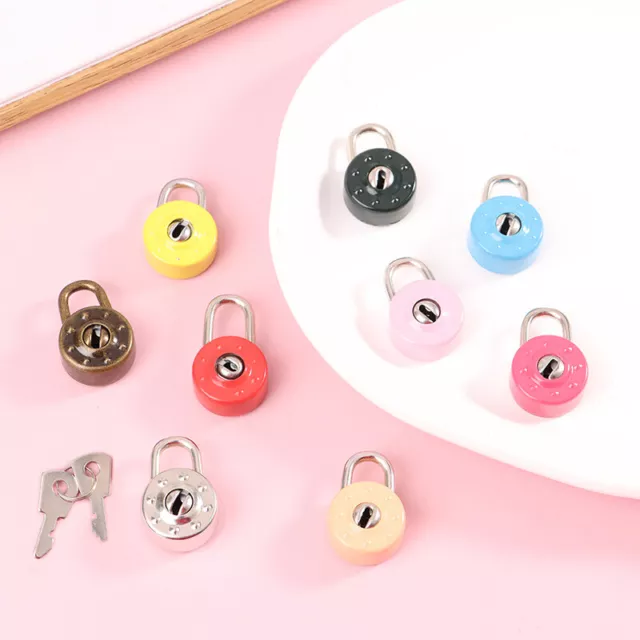 Round Shape Padlock Mini Luggage Hardware Locks W/key For Jewelry Box SuitcaseEL